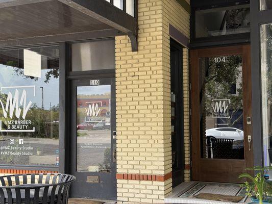 Entrance to VMZ Barber and Beauty where Reviv Beauty is located on the 2nd floor