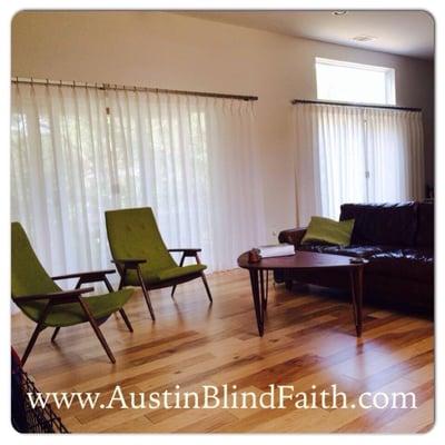 At Blind Faith, we work with your personal style and have beautiful fabric and hardware options for our custom draperies.