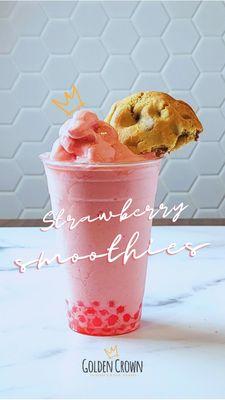 Strawberry Smoothie with a cookie