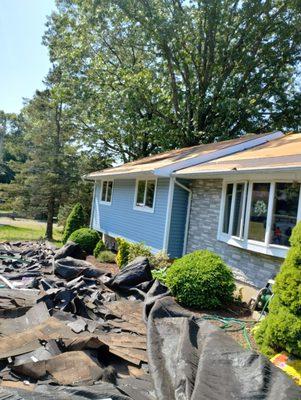 In the process of removing old roof and gutters.