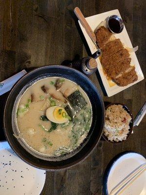 Tonkatsu ramen, chicken katsu, pork fried rice