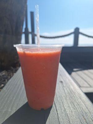 Real fruit smoothie! And BEST view of beach. Find it in the Water's Edge Resort...DELISH!!