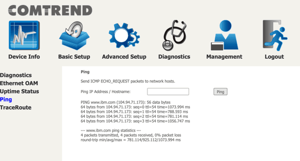 from their own routers management interface, directly 'connected' to the internet!  imagine trying to game with these ping times!!!