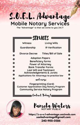 SAMN provides professional mobile notary services to the DMV.  Remote Online Notary starts in April 2021.  Learn more 240-900-0586.