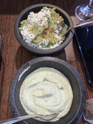 Top: Regular Guac. Bottom: Creamy Guac