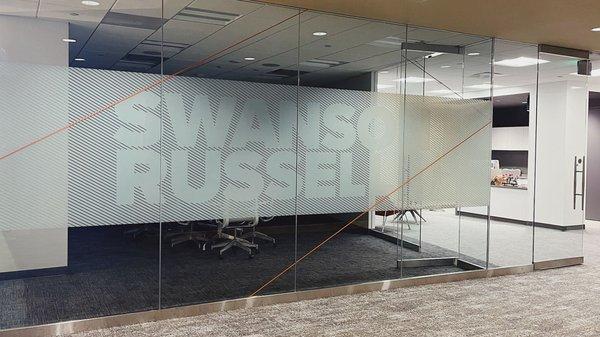 Front entrance to the Swanson Russell office in Aksarben Village in Omaha, NE