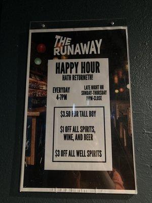 Happy hour don't miss out.