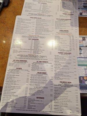 Very large two sided menu