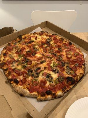 What a pie! Pepperoni Pizza with mushroom & jalapeno