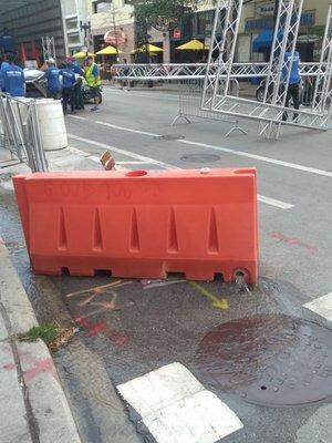 Oldtown Art Fair setup for Aug 14-15 2021. Those orange barriers are filled with water!