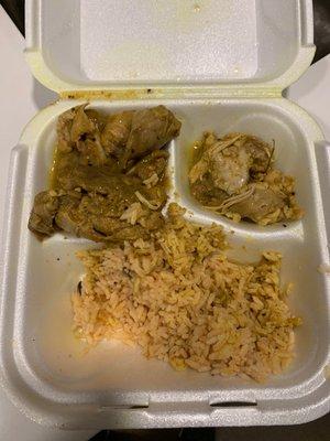 Curry chicken and rice and peas