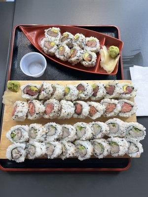 Combined orders of Tuna avocado roll, Yellowtail Scallions Roll, Salmon Avocado Roll. So FRESH!