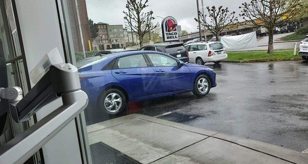 Gazing outside at my new car while I wait for financing to go through.  2021 Hyundai Elantra SE