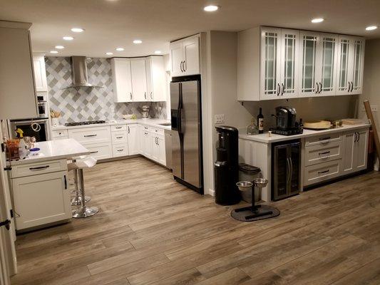 Kitchen and Family Room Italian Porcelain 8" x 42"  Floor Tiles