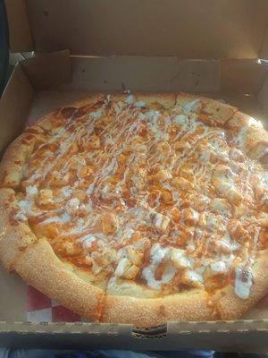 The Buffalo chicken pizza was delicious