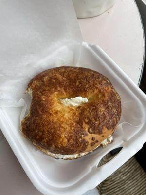 asiago bagel with cream cheese