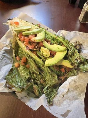 Grilled Romaine Salad with avocado