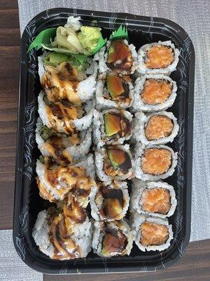 3 Rolls Lunch - Crunchy Spicy Salmon Roll, Eel Avocado Roll, and Shrimp Tempura Roll