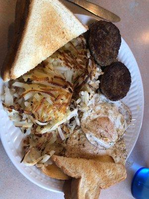 2 Eggs, Bacon, Hash Browns and Toast Breakfast