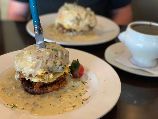 Saturday Lunch Special Giant chicken biscuits and bowl of Oriental Vegetable Beef Soup, their soup of the day.