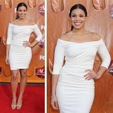 Jordin Sparks in our top-selling off-the-shoulder dress in ponte jersey!