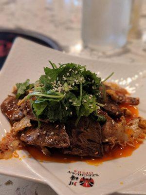 Beef and tripe in chili sauce cold appetizer was so yummy and spicy... If you eat pho and like spicy food, order this!