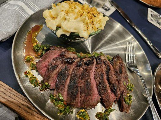 Steak with jalapeño Mac and cheese