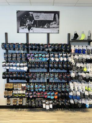 We have a variety of solutions. We carry Balega, Feetures, CEP, and Injinji