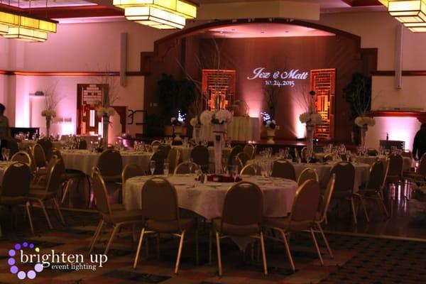 Brighten Up Event Lighting | Roseville Timber Creek Ballroom Pink Uplighting