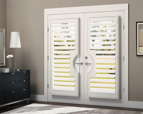 Heritance hardwood shutters with TruView™ Rear Tilt available at Creative Blinds of Wilmington in Wilmington, NC