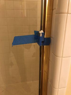 Shower handle was broken and this was their solution! Permanent, this was done four months ago