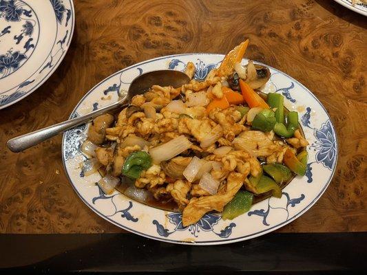 My teriyaki chicken with bell peppers and onions.