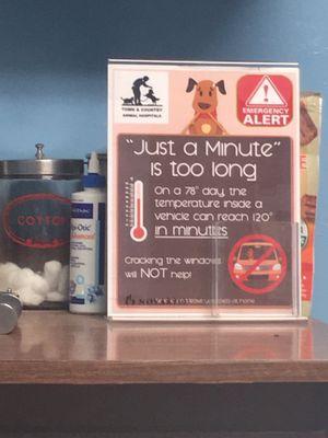 Love that they have these up in the office. Don't leave your pets in the car!!