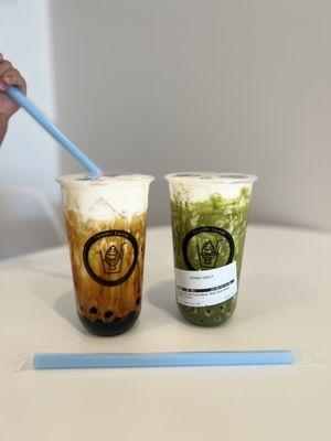 Tiger sugar and matcha boba