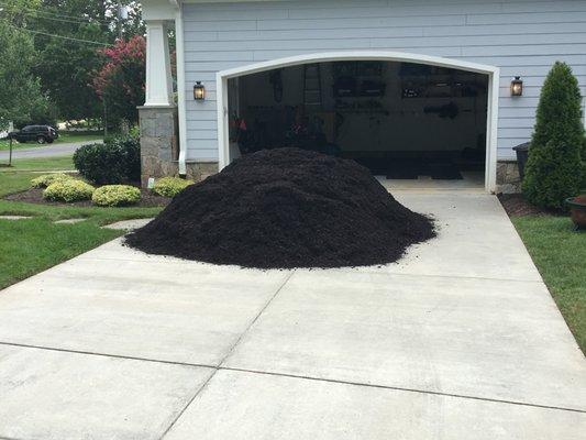 What would 5 yards of black mulch look like in your driveway?