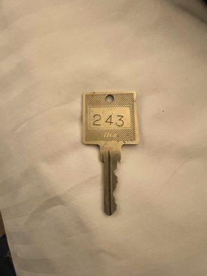 Room key.  Seems safe enough should we lose our key.