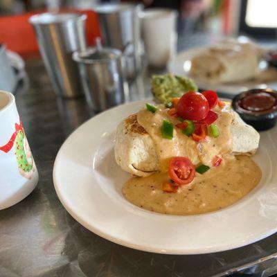 Breakfast Burrito with Veggie Sausage and Veggie gravy