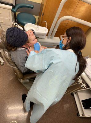 Dr. Dalia checking my babies teeth