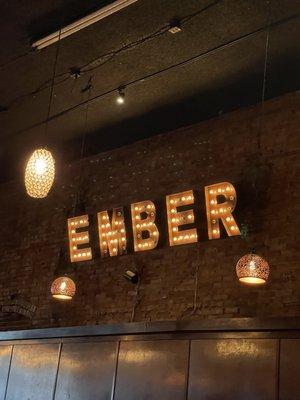 Ember sign inside lounge