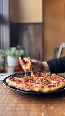 Delicious, NY style personal pepperoni pizza in Floyd, VA