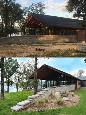 Beaver Lake House  Before and After landscaping