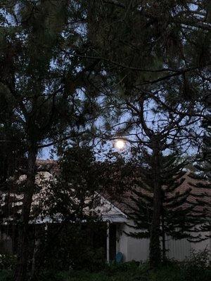 Full moon over view from the ridge