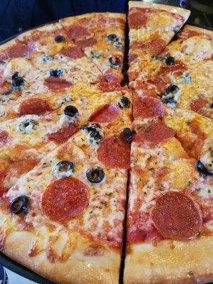 Pizza..pepperoni and black olive!