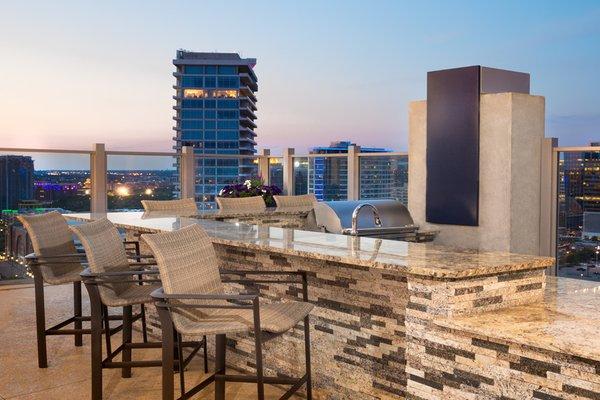 SkyDeck with outdoor kitchen and BBQ grills