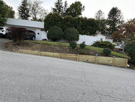 Wood retaining wall build