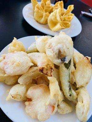 Crab Rangoon and Veggie Tempura