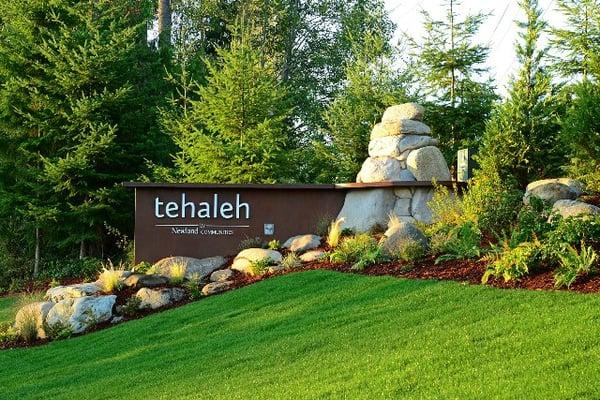 The Tehaleh monument sign welcomes you as you enter the community.