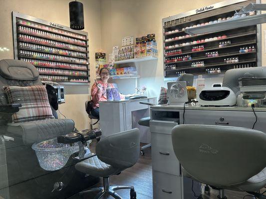 Here is Vivian at her new nail salon!