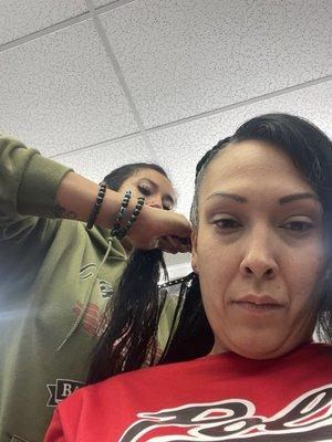 Getting my hair done by skitts