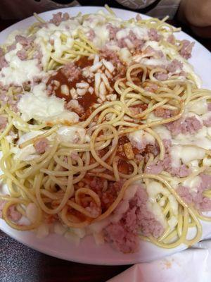 Spaghetti con Jamon y Queso